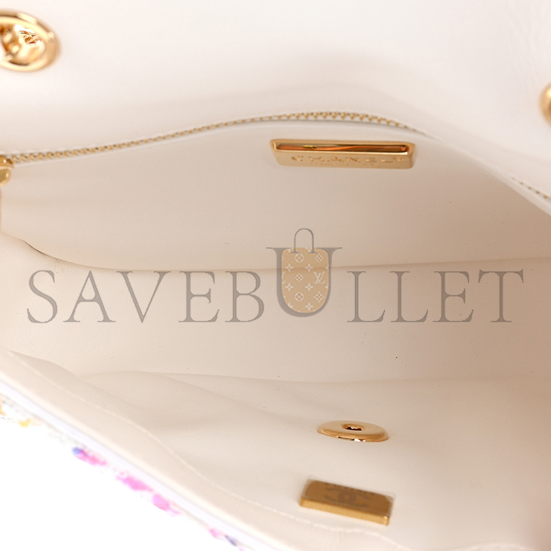 CHANEL MASTER SEQUIN SMALL SINGLE FLAP WHITE MULTICOLOR AS4561 (21*14*8cm)
